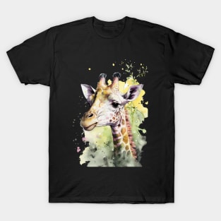 Portrait of an adorable and beautiful giraffe watercolor Sticker T-Shirt